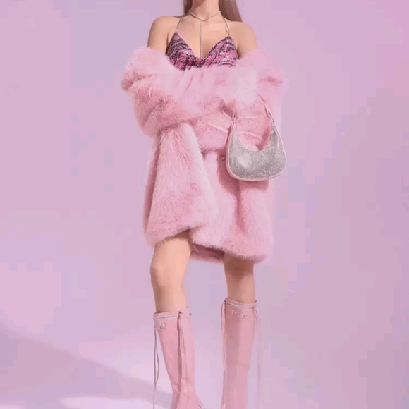 Pink Faux Fur Coat - Picture 5 of 6